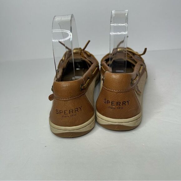 Stylish Tan Boat Shoes with Gold Accents - Picture 5 of 11